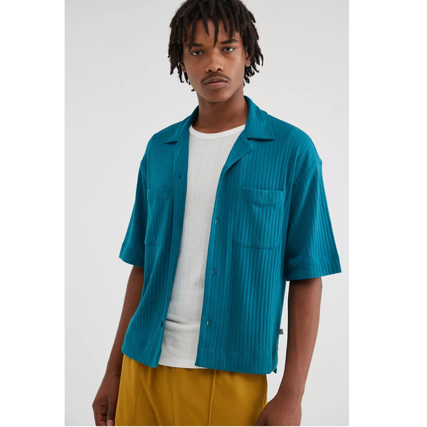 Urban Outfitters UO Standard Cloth Logan Ribbed Cropped Shirt Men's