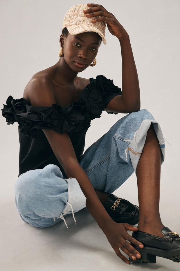 Maeve Anthropologie Ruffled Off-The-Shoulder Blouse Top S