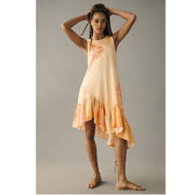 Daily Practice by Anthropologie Printed Asymmetrical Ruffle-Hem Dress