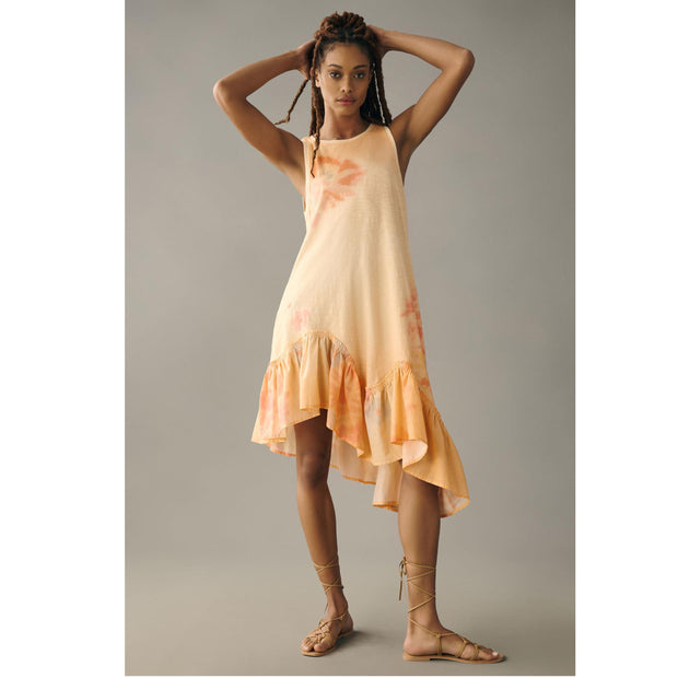 Daily Practice by Anthropologie Printed Asymmetrical Ruffle-Hem Dress