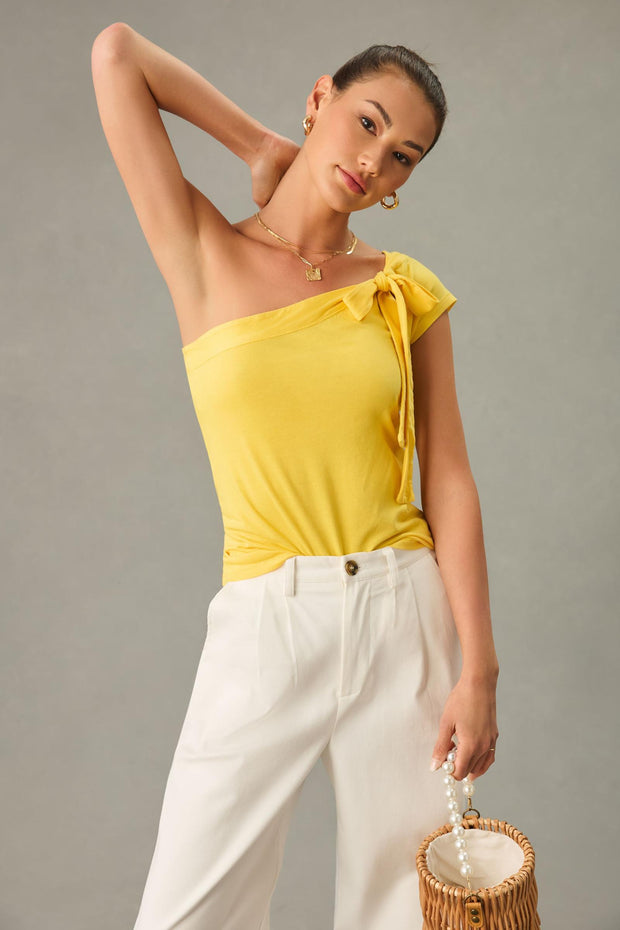 Anthropologie Maeve One-Shoulder Bow Blouse Top XXS