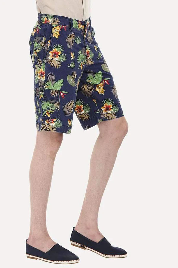 Brinell Printed Cotton Twill Enzyme Washed Shorts Men's