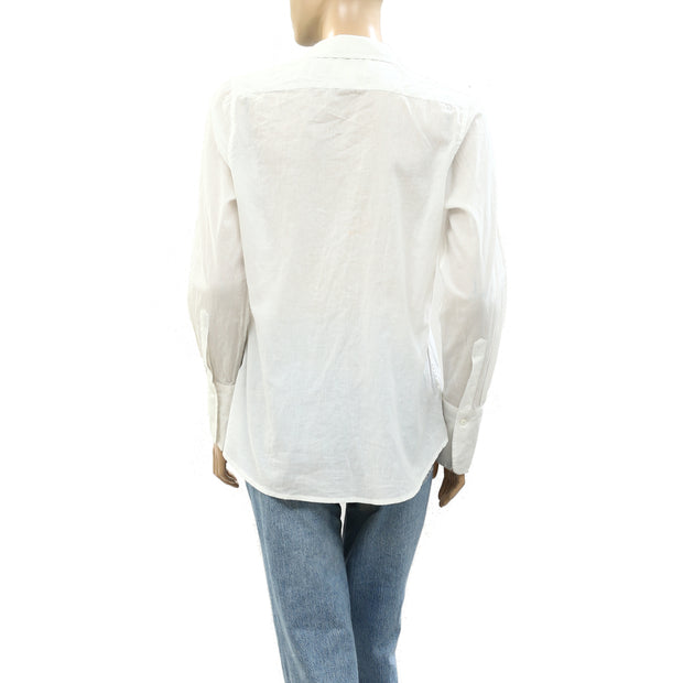Nili Lotan Cotton Voile NL Buttondown Shirt Blouse Top S