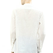 Nili Lotan Eyelet Embroidered Buttondown Shirt Tunic Top S