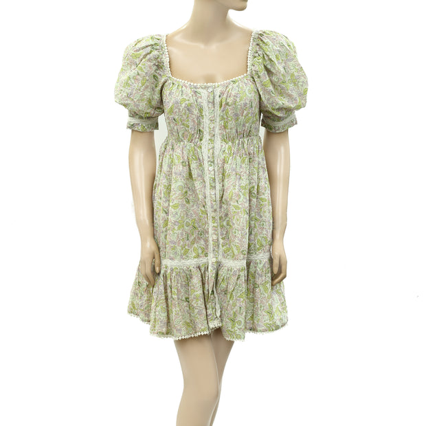 Love The Label Anthropologie Buttondown Puff Sleeve Mini Dress XS