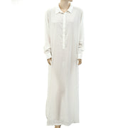 Nili Lotan Solid Long Sleeve Cotton Long Maxi Dress L