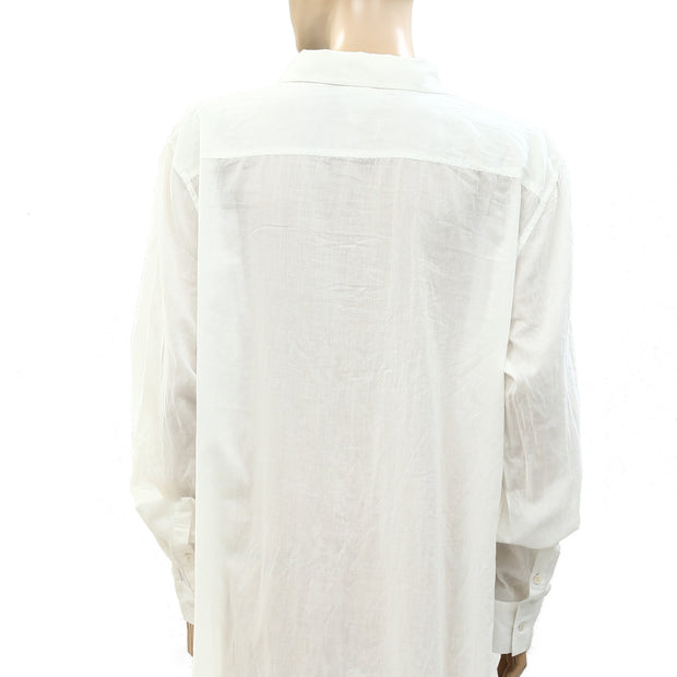 Nili Lotan Solid Long Sleeve Cotton Long Maxi Dress L