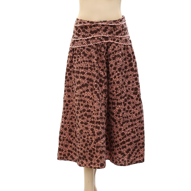 By Anthropologie Crochet Lace Midi Skirt XS