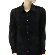 Nili Lotan Daniel Voile Tuxedo Shirt Tunic Top S