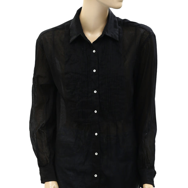 Nili Lotan Daniel Voile Tuxedo Shirt Tunic Top S
