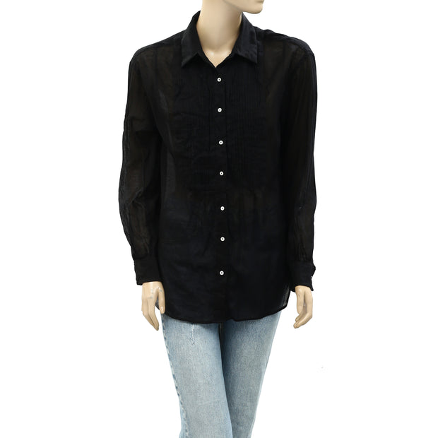 Nili Lotan Daniel Voile Tuxedo Shirt Tunic Top S