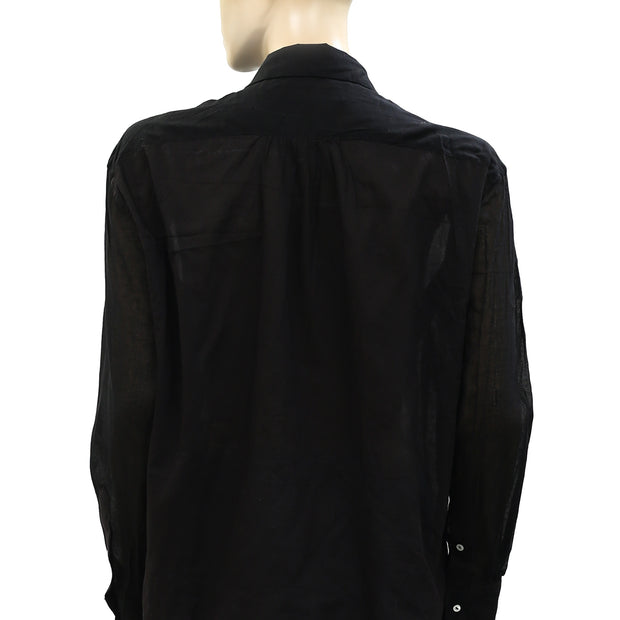 Nili Lotan Daniel Voile Tuxedo Shirt Tunic Top S