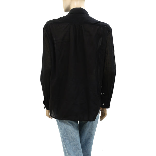 Nili Lotan Daniel Voile Tuxedo Shirt Tunic Top S