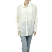 Nili Lotan Daniel Voile Tuxedo Shirt Tunic Top L