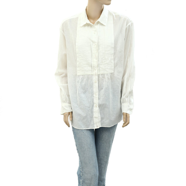 Nili Lotan Daniel Voile Tuxedo Shirt Tunic Top L