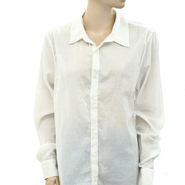 Nili Lotan Cotton Voile Buttondown Shirt Tunic Top L