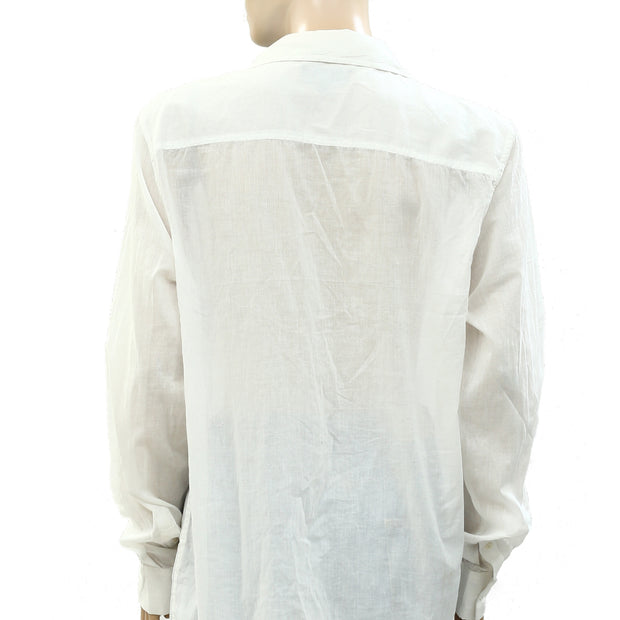 Nili Lotan Cotton Voile Buttondown Shirt Tunic Top L