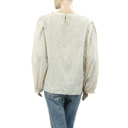 Nili Lotan Floral Eyelet Embroidered Blouse Top L