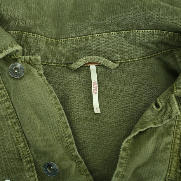 Free People Embroidered Military Shirt Jacket Top S