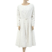 Merlette Floral Embroidered Swing Midi Dress M