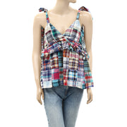 Pilcro Anthropologie Patchwork V-Neck Tank Blouse Top M