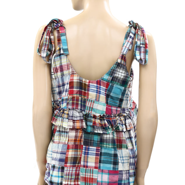 Pilcro Anthropologie Patchwork V-Neck Tank Blouse Top M