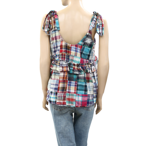 Pilcro Anthropologie Patchwork V-Neck Tank Blouse Top M
