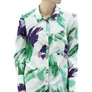 Maeve Anthropologie Printed Buttondown Shirt Top S