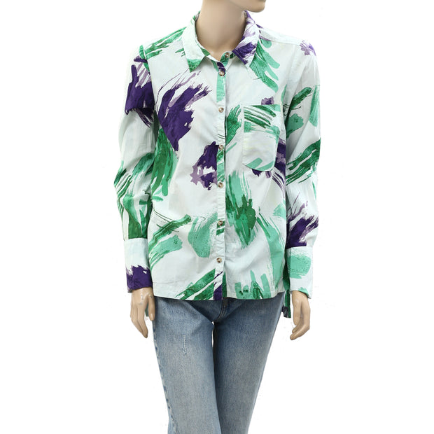 Maeve Anthropologie Printed Buttondown Shirt Top S