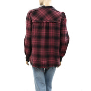 Free People We The Free Cardi Plaid Shirt Tunic Top XS