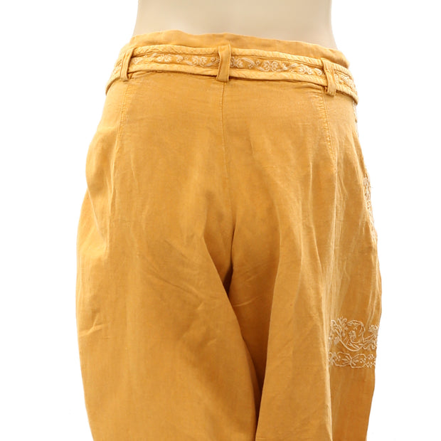 By Anthropologie Embroidered Parachute Pants L