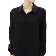 Nili Lotan Buttondown Cotton Solid Voile Shirt Tunic Top L