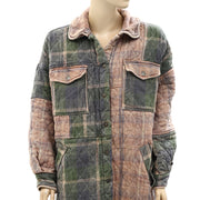 Free People Sammi Shirt Quilted Plaid Buttondown Jacket Top