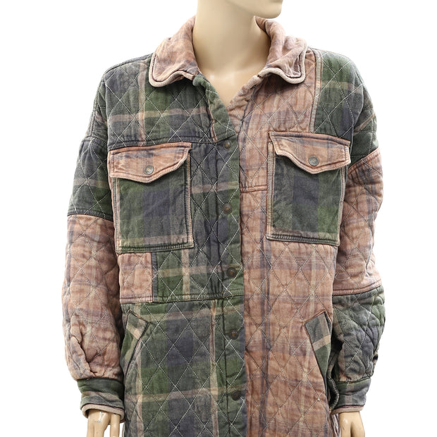 Free People Sammi Shirt Quilted Plaid Buttondown Jacket Top