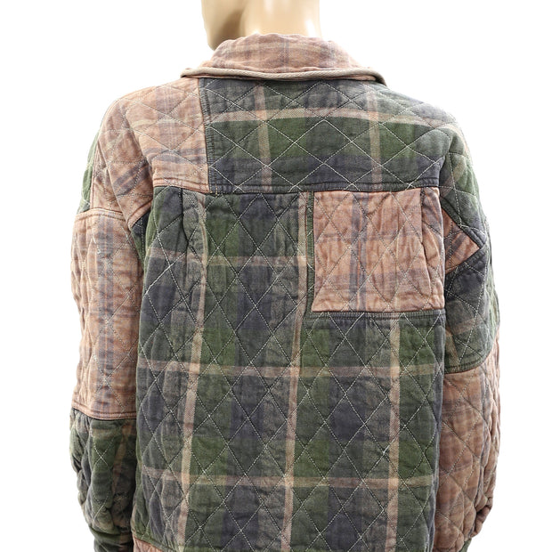 Free People Sammi Shirt Quilted Plaid Buttondown Jacket Top