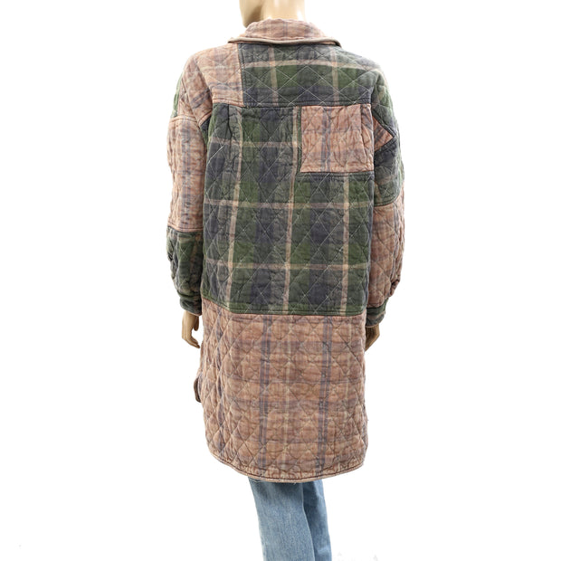 Free People Sammi Shirt Quilted Plaid Buttondown Jacket Top