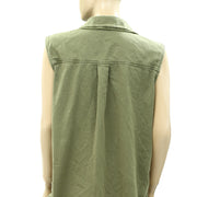 Free People Buttondown Floral Embroidered jacket Vest Top