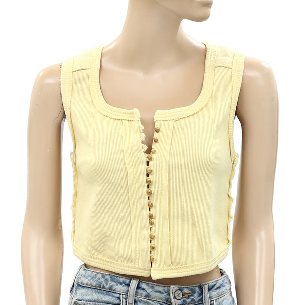 Free People Mabel Tank Buttondown Cropped Blouse Top