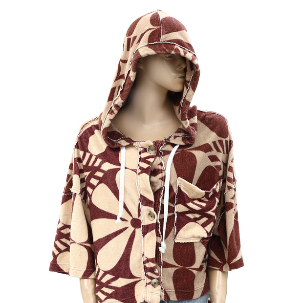 Free People We The Free Terry Cardi Hoodie Pullover Top L