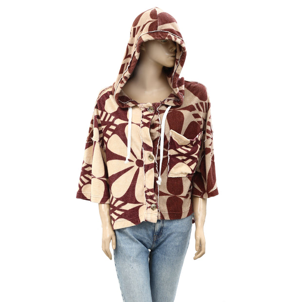 Free People We The Free Terry Cardi Hoodie Pullover Top L