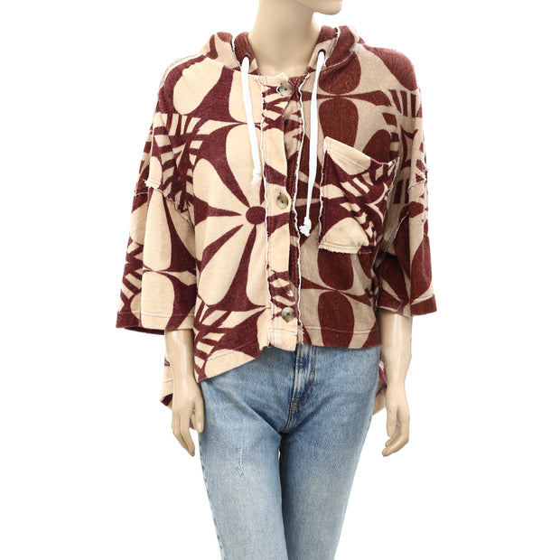 Free People We The Free Terry Cardi Hoodie Pullover Top L