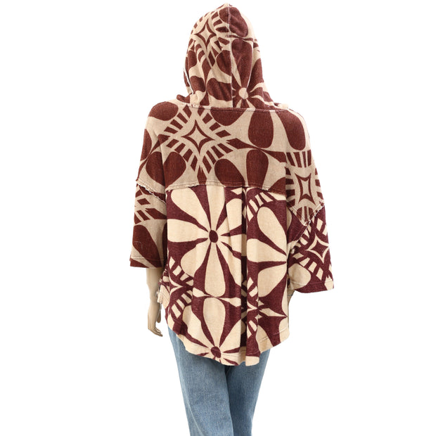 Free People We The Free Terry Cardi Hoodie Pullover Top L