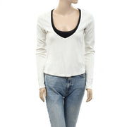 Pilcro Anthropologie Long-Sleeve Layered Ribbed Tee Blouse Top