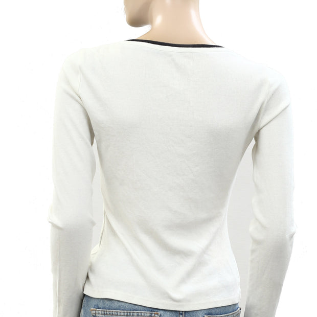 Pilcro Anthropologie Long-Sleeve Layered Ribbed Tee Blouse Top