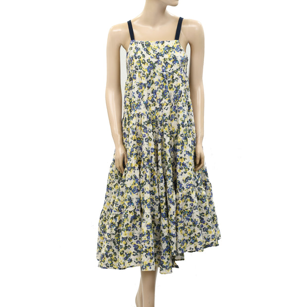 Merlette Floral Printed Ruffle Midi Dress XS