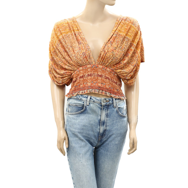 Free People Next Vacation Blouse Cropped Top S