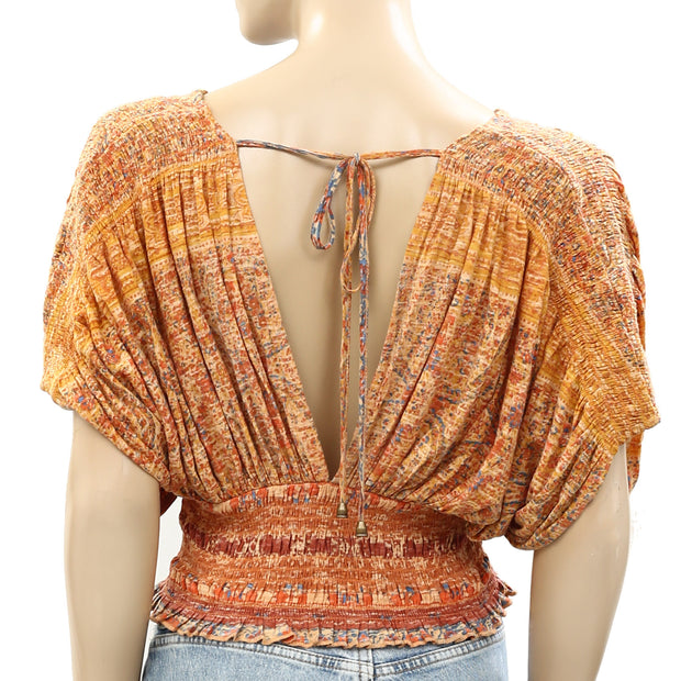 Free People Next Vacation Blouse Cropped Top S