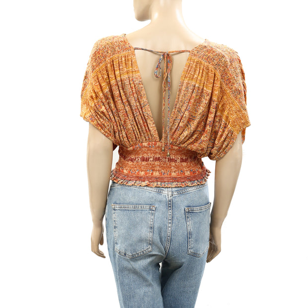 Free People Next Vacation Blouse Cropped Top S