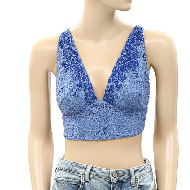 Free People Floral Crochet Lace Cropped Bralette Blouse Top