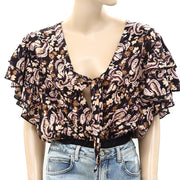 Intimately Free People Call Me Later Printed Bodysuit Top S